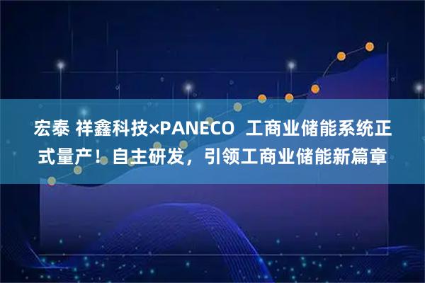 宏泰 祥鑫科技×PANECO  工商业储能系统正式量产！自主研发，引领工商业储能新篇章