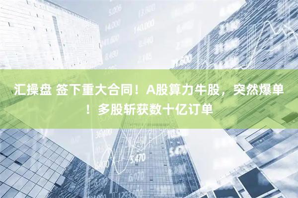 汇操盘 签下重大合同!A股算力牛股,突然爆单!多股斩获数十亿订单